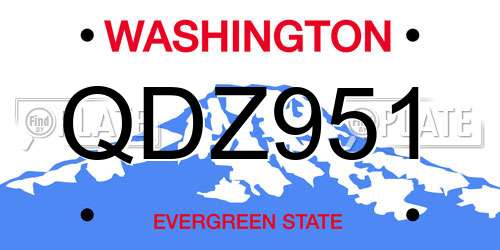 QDZ951 Washington License Plate