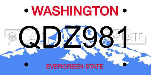QDZ981 Washington License Plate