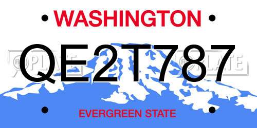 QE2T787 Washington License Plate