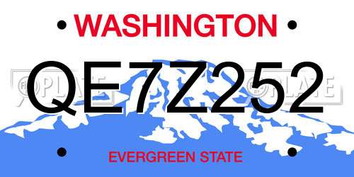 QE7Z252 Washington License Plate