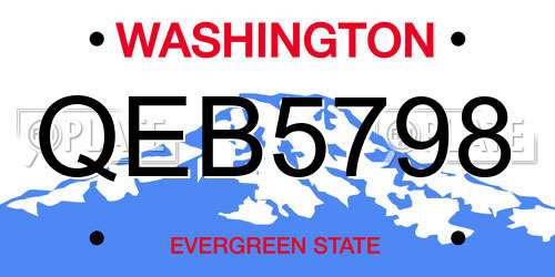 QEB5798 Washington License Plate