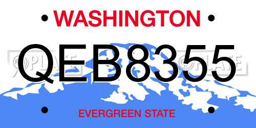 QEB8355 Washington License Plate