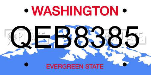QEB8385 Washington License Plate