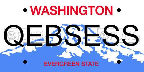 QEBSESS Washington License Plate