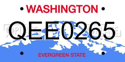 QEE0265 Washington License Plate