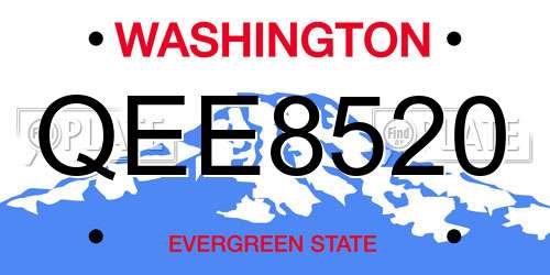 QEE8520 Washington License Plate