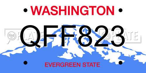 QFF823 Washington License Plate