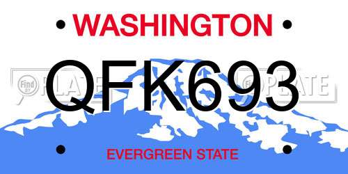 QFK693 Washington License Plate