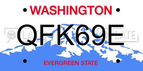 QFK69E Washington License Plate