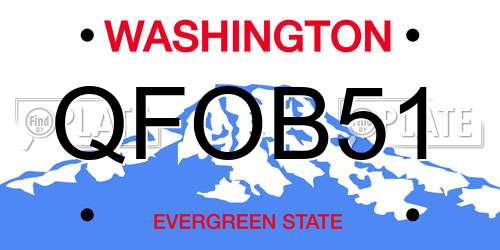 QFOB51 Washington License Plate