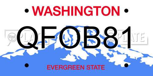 QFOB81 Washington License Plate