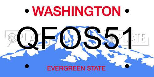 QFOS51 Washington License Plate