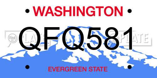 QFQ581 Washington License Plate