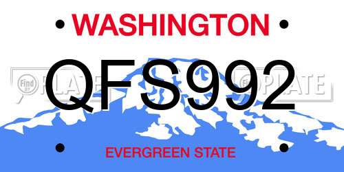 QFS992 Washington License Plate