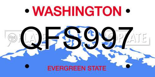 QFS997 Washington License Plate
