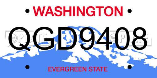 QGD9408 Washington License Plate