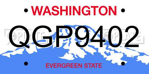 QGP9402 Washington License Plate