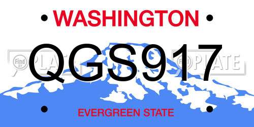 QGS917 Washington License Plate