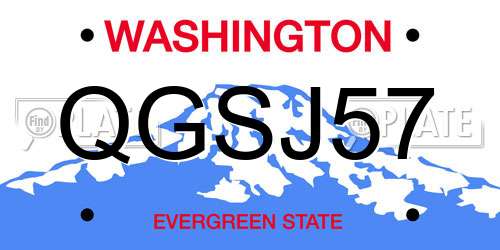 QGSJ57 Washington License Plate
