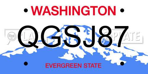 QGSJ87 Washington License Plate