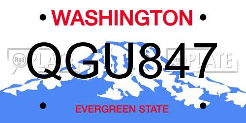 QGU847 Washington License Plate