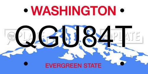 QGU84T Washington License Plate