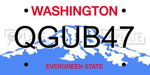 QGUB47 Washington License Plate