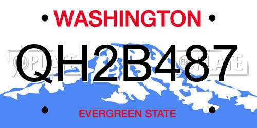 QH2B487 Washington License Plate