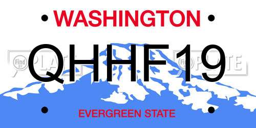 QHHF19 Washington License Plate