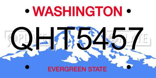 QHT5457 Washington License Plate