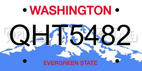 QHT5482 Washington License Plate