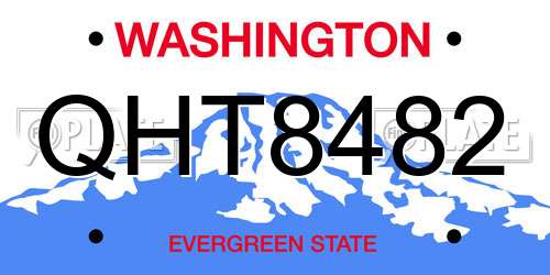 QHT8482 Washington License Plate