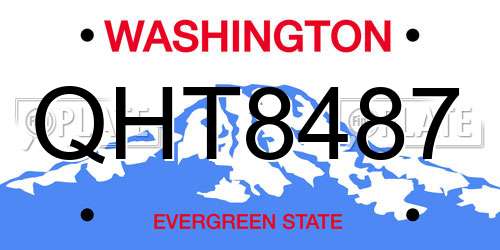 QHT8487 Washington License Plate