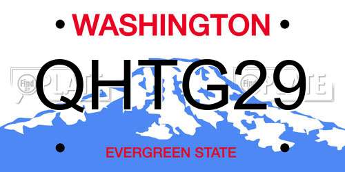 QHTG29 Washington License Plate