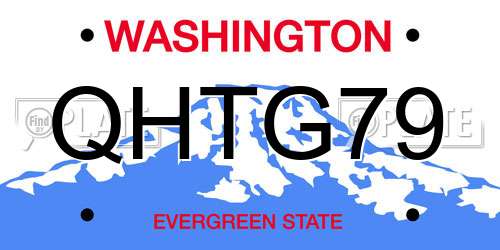 QHTG79 Washington License Plate