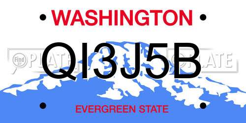 QI3J5B Washington License Plate