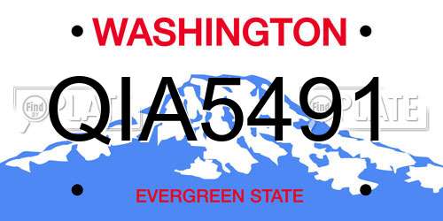 QIA5491 Washington License Plate
