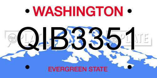 QIB3351 Washington License Plate