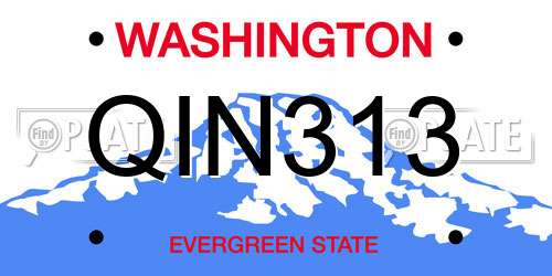QIN313 Washington License Plate