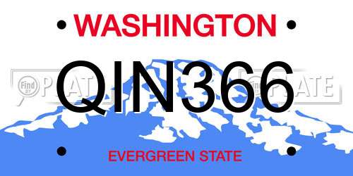 QIN366 Washington License Plate