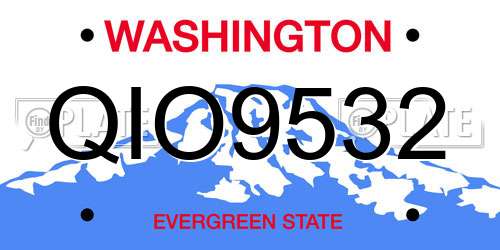 QIO9532 Washington License Plate