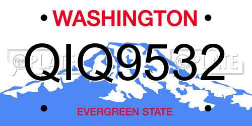 QIQ9532 Washington License Plate
