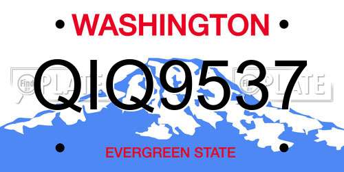 QIQ9537 Washington License Plate