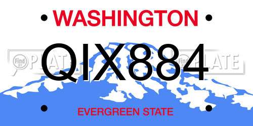 QIX884 Washington License Plate