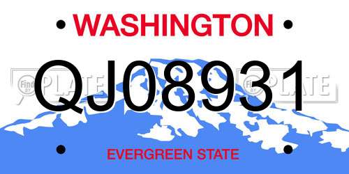 QJ08931 Washington License Plate