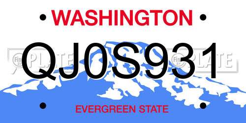 QJ0S931 Washington License Plate