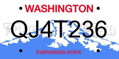 QJ4T236 Washington License Plate