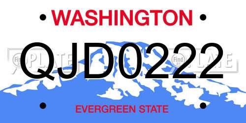 QJD0222 Washington License Plate