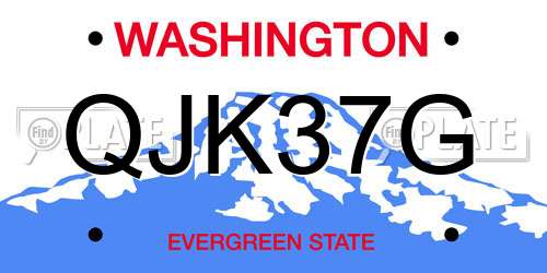 QJK37G Washington License Plate