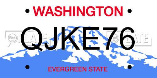 QJKE76 Washington License Plate